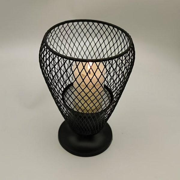 Accessoire déco noir, photophore en forme de panier tendance