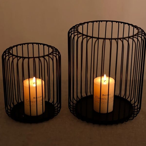 Photophore Noir Panier Rond élégant pour décoration intérieure