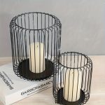 Photophore noir en forme de panier pour ambiance chaleureuse