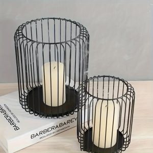 Photophore noir en forme de panier pour ambiance chaleureuse