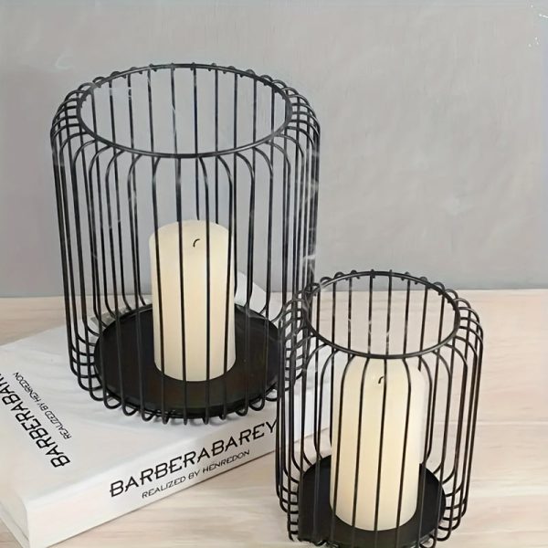 Photophore noir en forme de panier pour ambiance chaleureuse