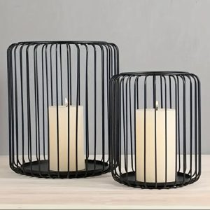 Panier rond noir pour recevoir des bougies décoratives