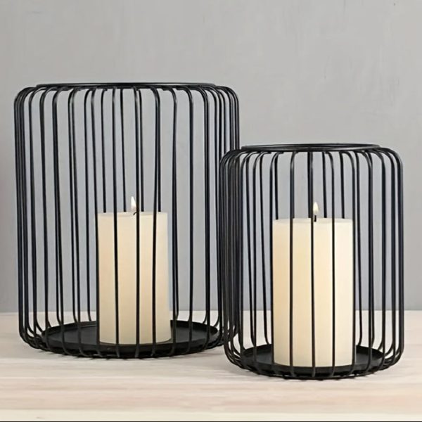 Panier rond noir pour recevoir des bougies décoratives