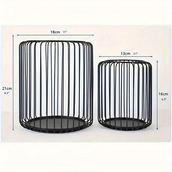 Photophore en métal noir, panier stylé pour mise en scène lumineuse