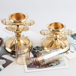 Photophore en verre avec support doré raffiné