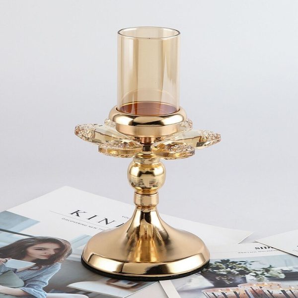 Accessoire déco lumineux en verre doré