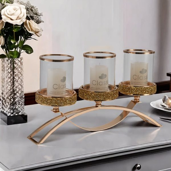 Set de photophores en verre avec trois bougies incluses