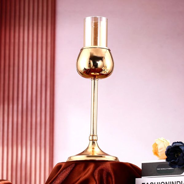 Photophore élégant en verre et dorure