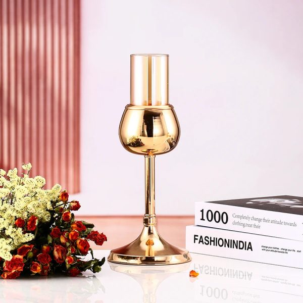 Coupe dorée pour photophore en verre