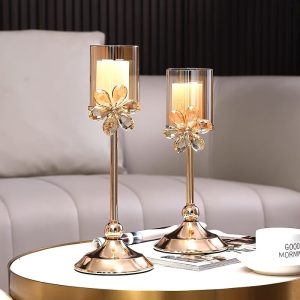 Photophore floral en verre, design élégant