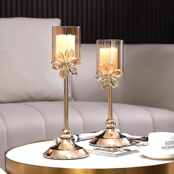 Photophore floral en verre, design élégant