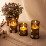 Déco lumineuse en verre - Fleur LED x3