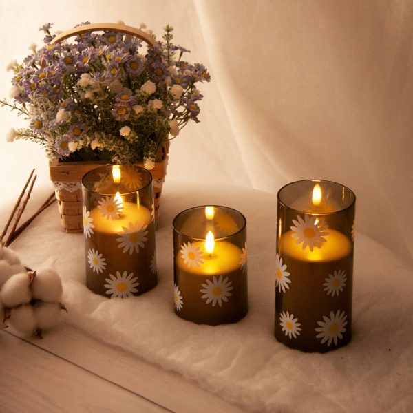 Déco lumineuse en verre - Fleur LED x3