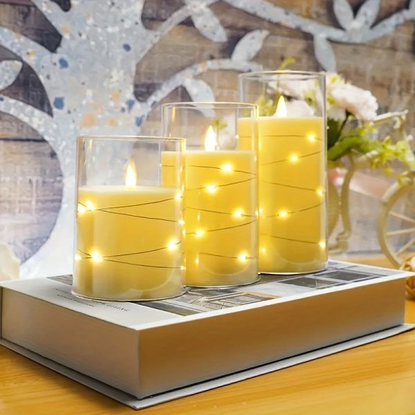 Set de 3 photophores en verre, lumière douce et chaleureuse