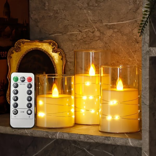 Photophore en verre, idéal pour la décoration intérieure avec LED