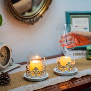 Photophore en verre et métal vintage