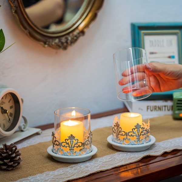 Photophore en verre et métal vintage