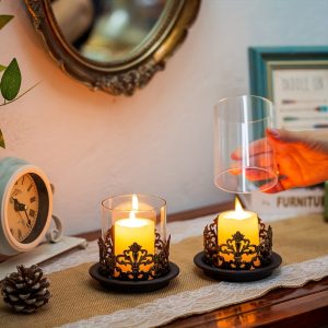 Photophore en métal avec finition vintage