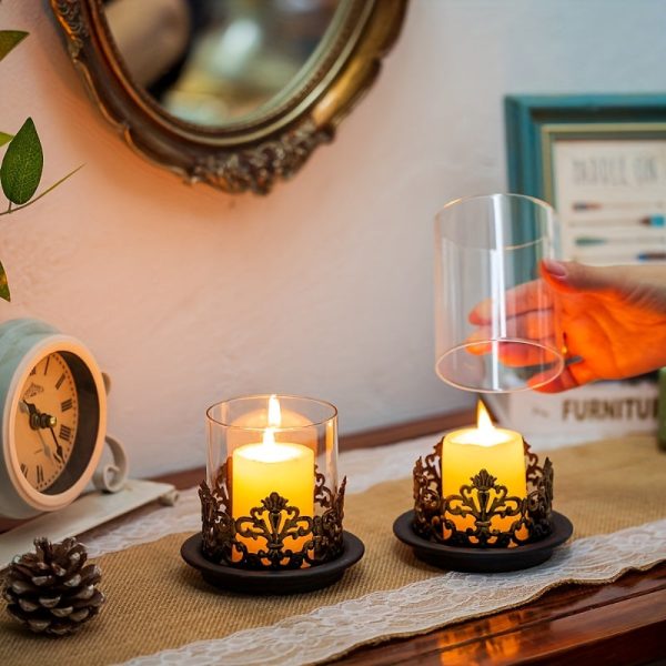 Photophore en métal avec finition vintage