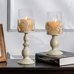 Accessoire décoratif en verre, pied blanc