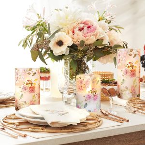 Photophore décoratif en verre, roses illuminées Led