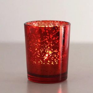 Photophore rouge en verre, accessoire de table moderne