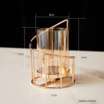 Photophore élégant en verre avec motif doré