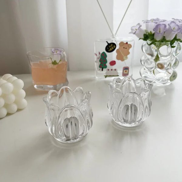 Accessoire en cristal, photophore tulipe pour bougies