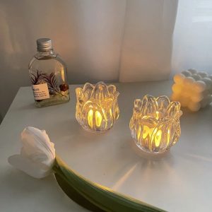 Photophore en verre tulipe, design moderne et raffiné