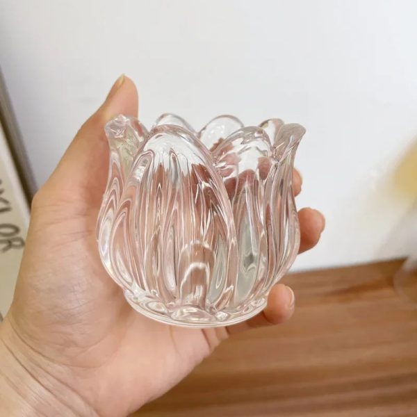 Élégant photophore en verre, style tulipe pour intérieur