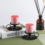Bougeoir noir au style vintage pour ambiance chaleureuse