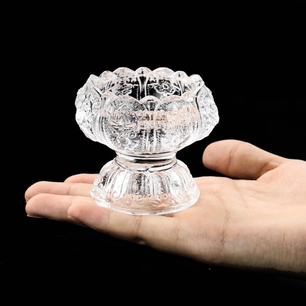 Verre porte-bougie inspiré de la spiritualité avec design floral