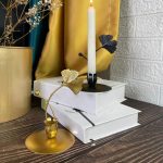 Bougeoir doré au design Ginkgo, parfait pour sublimer vos espaces