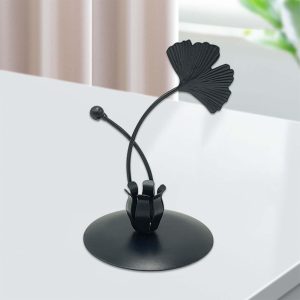 Porte-chandelle en métal doré inspiré du Ginkgo, style intemporel