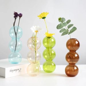 Soliflore en verre design boule pour fleurs fraîches