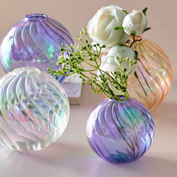 Vase soliflore en verre avec effet irisé